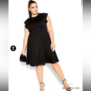 🟣 FINAL SALE 🟣 City Chic Frill Shoulder Black Dress Size L (size 18)